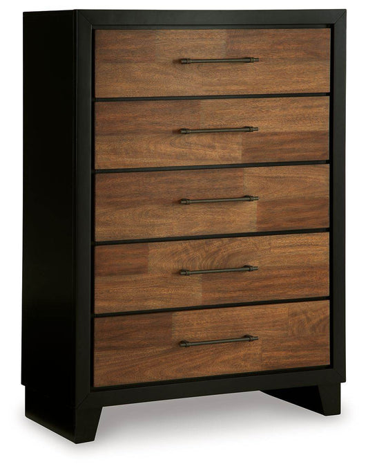 Kraeburn - Brown / Black - Five Drawer Chest - Forward Furniture