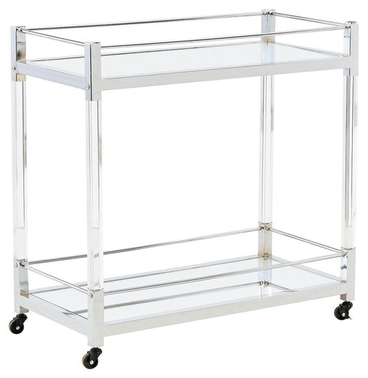 Chaseton - Clear / Silver Finish - Bar Cart - Forward Furniture