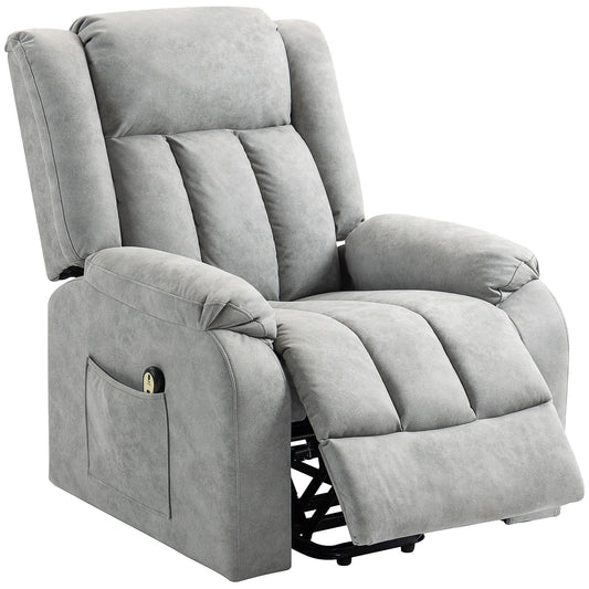 Microfibre Electric Recliner-Light Grey