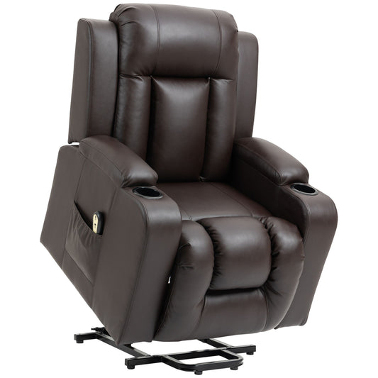 Electric Recliner with Cup Holder-Brown