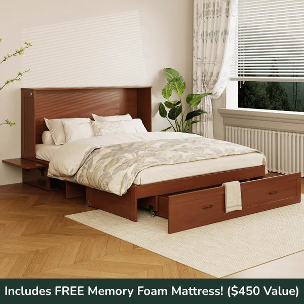 Olivia Queen Murphy Cabinet Bed With Mattress