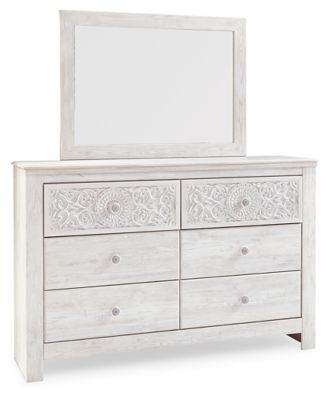 Paxberry - Whitewash - Dresser, Mirror - Medallion Drawer Pulls - Forward Furniture