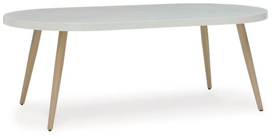 Seton Creek - White - Oval Dining Table With Umb Opt - Forward Furniture