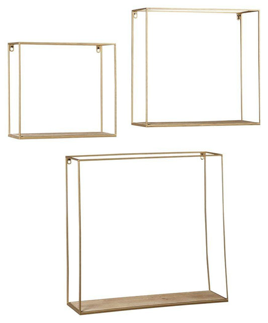 Efharis - Natural / Gold Finish - Wall Shelf Set (Set of 3) - Forward Furniture