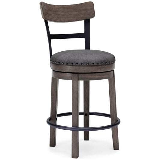 Caitbrook - Gray - UPH Swivel Barstool - Forward Furniture
