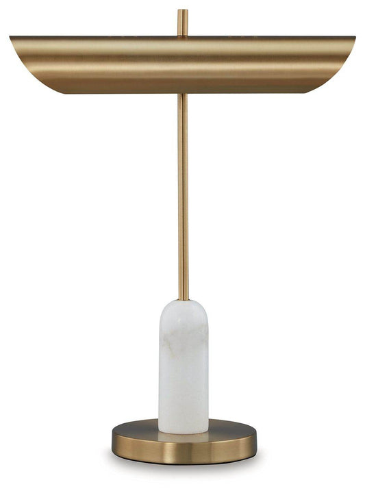 Rowleigh - Gold Finish / White - Marble Desk Lamp - Forward Furniture