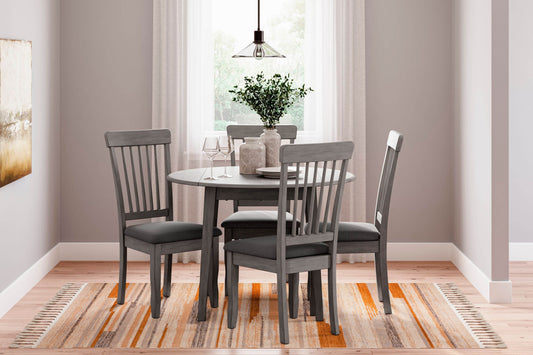 Shullden - Gray - 5 Pc. - Drop Leaf Table, 4 Side Chairs - Forward Furniture