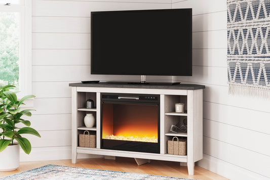 Dorrinson - Corner TV Stand With Fireplace Insert - Forward Furniture