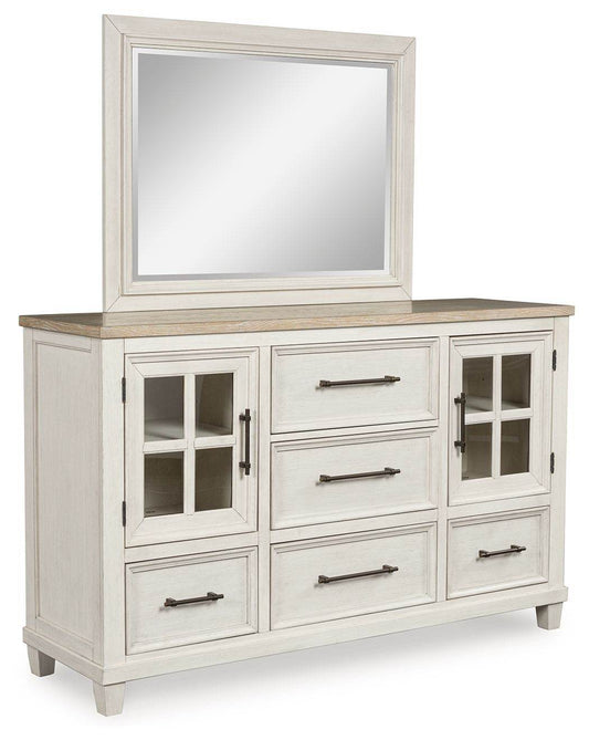 Shaybrock - Antique White / Brown - Dresser And Mirror - Forward Furniture