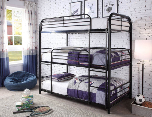 Dursley Black Single over Single over Single Bunk Bed - Steel Frame - Forward Furniture