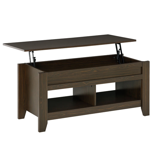 Lift Tabletop Pop-Up Center Table-Dark Walnut