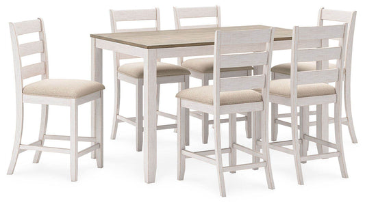 Skempton - White / Light Brown - Counter Height Dining Table and Bar Stools (Set of 7) - Forward Furniture