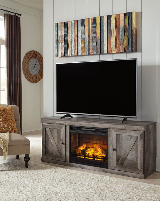 Wynnlow - Gray - TV Stand With Faux Firebrick Fireplace Insert - Forward Furniture