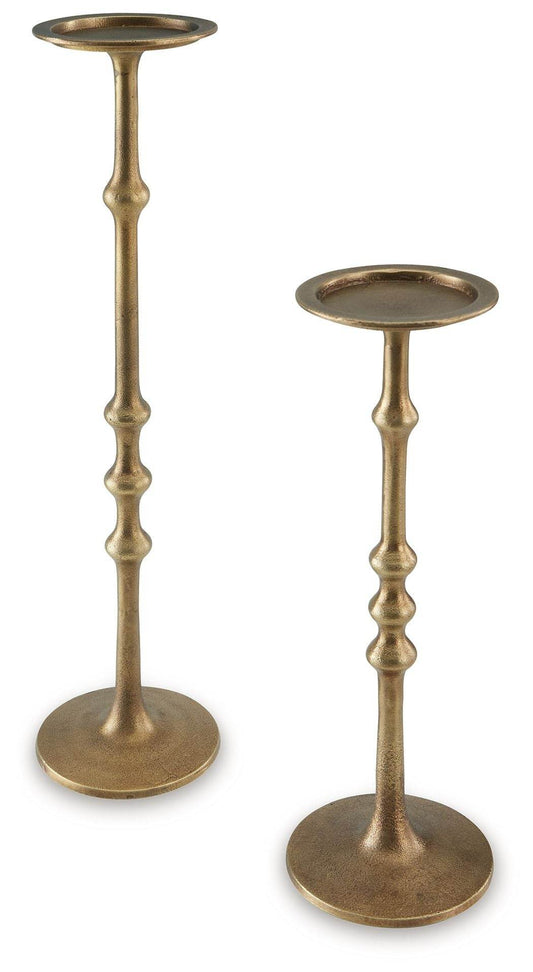 Larwick - Antique Brass Finish - Candle Holder Set (Set of 2) - Forward Furniture
