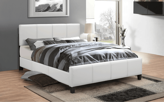 Mystic White Faux Leather Bed with Adjustable Headboard - Forward Furniture